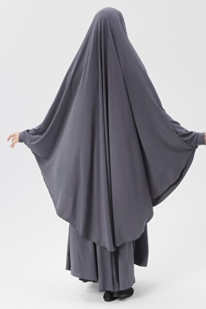 Altobeh Women's Abaya Medina Silk Set with Veil Souffle and Skirt Smoked
