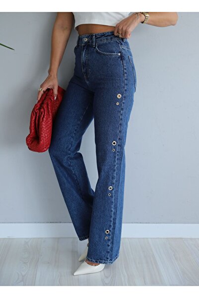 Purple by Banu NAVY BLUE WITH METAL RING DETAIL JEANS