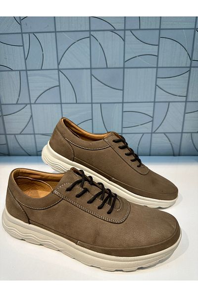 Barmea 1915 ΜΠΕΖ Nubuck Sand Χρώμα Γνήσιο δέρμα με κορδόνια Ορθοπεδικά άνετα καθημερινά παπούτσια
