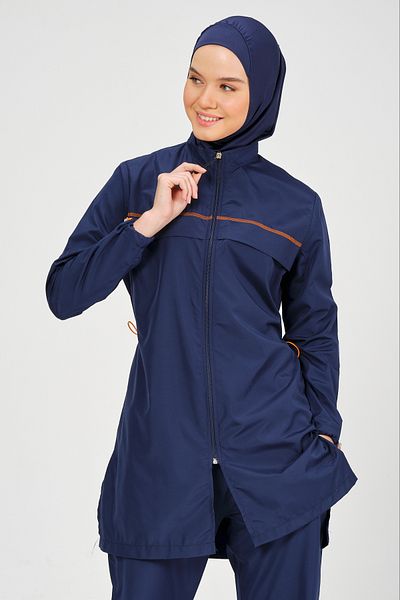 ALFASA Διακοσμητικό ραμμένο μαγιό Hijab Navy Blue (S-6XL)