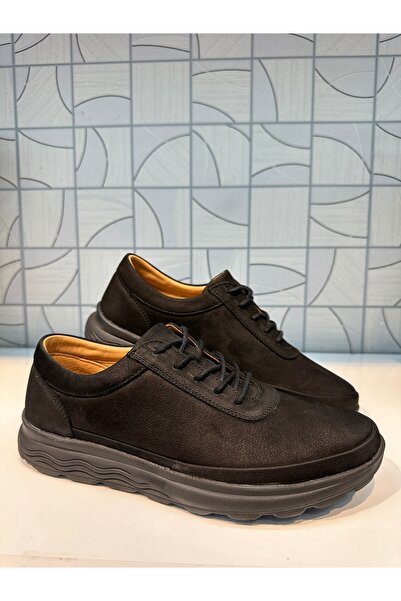 Barmea 1915 Pantofi de zi cu zi, ortopedici, confortabili, cu șireturi, din piele naturală nubuc neagră