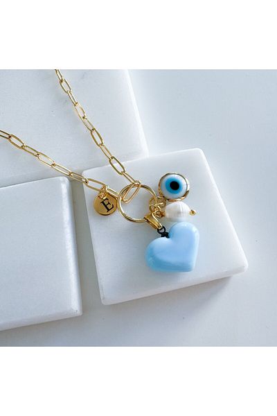 CHARMLUCKY Murano Heart Charm Necklace