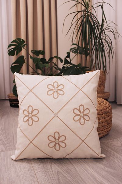 Filamente Husă de pernă cu design special, cu model de pumn, cu flori, bej