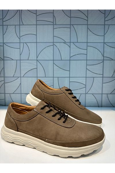 Barmea 1915 ΜΠΕΖ Nubuck Sand Χρώμα Γνήσιο δέρμα με κορδόνια Ορθοπεδικά άνετα καθημερινά παπούτσια