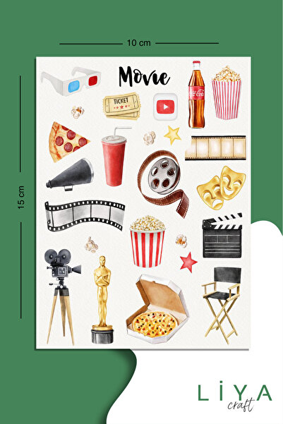 LiyaCraft Sinema Sticker Seti Planner Ajanda Bullet Journal İçin Uygun Set