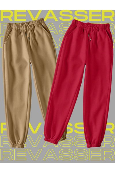 Revasser Unisex γυναικείο/ανδρικό 2 τεμάχιο ίσιο παντελόνι Jogger Special Color