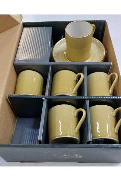 OMS Collection Colorful Chique 12 Piece Turkish Coffee Cup Set
