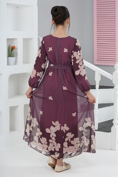 Asortik Kids Rochie lungă din șifon cu imprimeu floral pentru fetiță