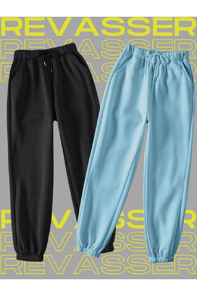 Revasser Unisex Women's/Men's 2-Piece Straight Special Color Jogger Sweatpants