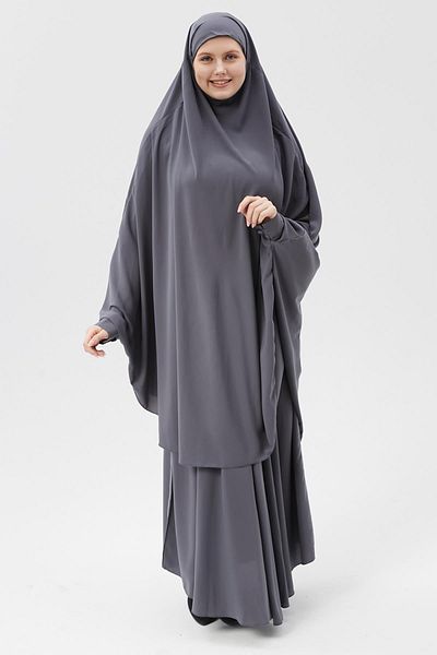 Altobeh Γυναικείο σετ σεντόνια Hijab Medina Silk με πέπλο σουφλέ και καπνιστή φούστα
