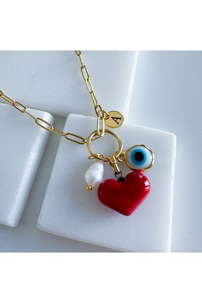 CHARMLUCKY Murano Heart Charm Necklace