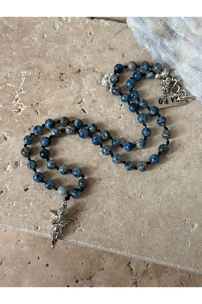 CAPO by Aytaç Yamaç Cherubs Angel Angel Dumortierite Natural Stone Necklace - Blue, Mens