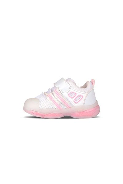 Vicco Orante Orthopedic Baby Girl White/Pink Lighted Sneaker