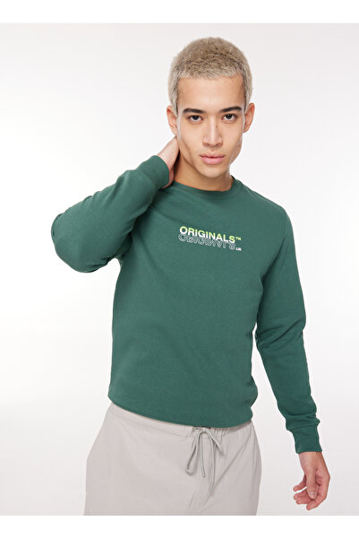 Jack & Jones Bisiklet Yaka Yeşil Erkek Sweatshırt 12261181_JORWAVES SWEAT CRE...