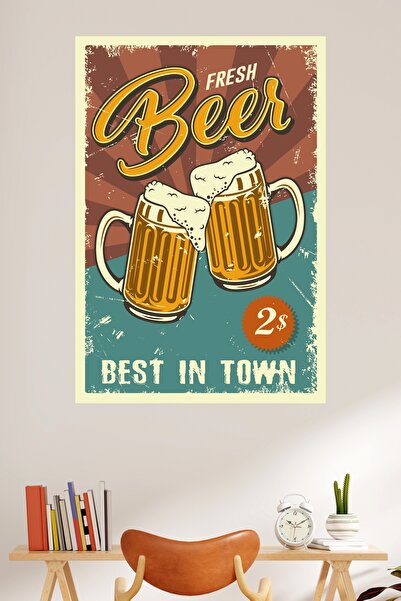 LİPYOS Ρετρό αφίσα από ξύλο MDF 3 mm με θέμα το μπύρα