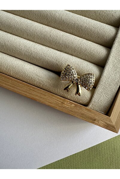 ringbox Zirkon Taşlı Gold Fiyonk Yüzük
