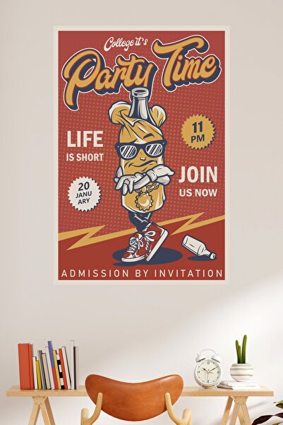 LİPYOS Ρετρό αφίσα από ξύλο MDF 3 mm με θέμα το πάρτι