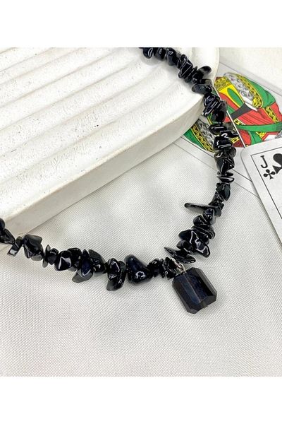 Elifsu Jewelry قلادة من حجر الكوارتز الدخاني ذات نهاية خاصة من الحجر الطبيعي