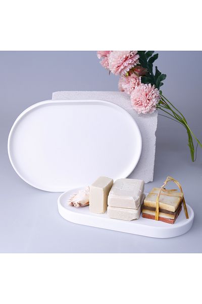 Selim Victoria Oval Tray Small White