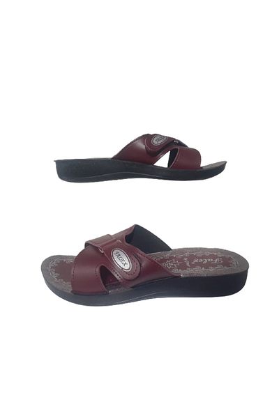 FALEX Papuci ortopedici pentru femei cu velcro burgundy - Design casual elegant FLXX54-12