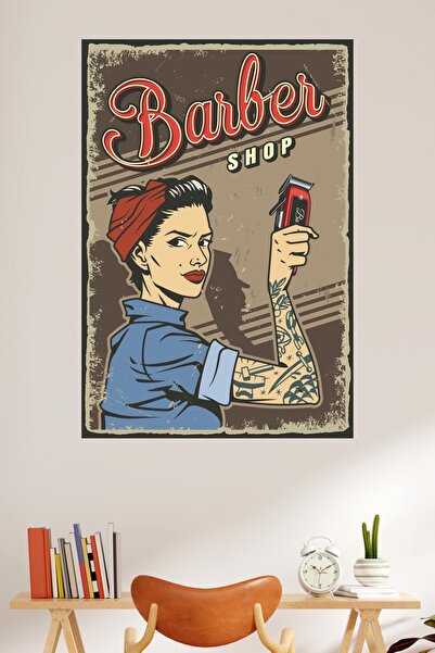 LİPYOS Ρετρό αφίσα από ξύλο MDF με θέμα το Barber 3 mm