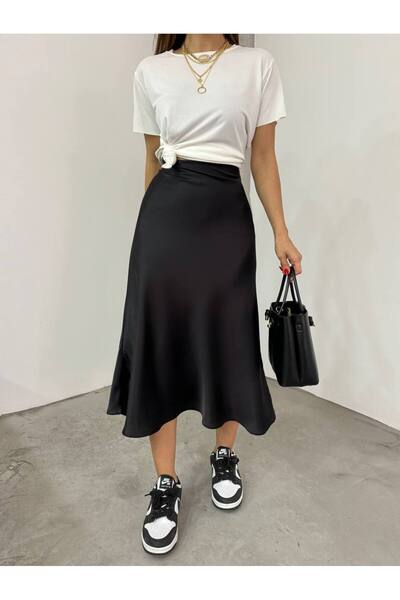 Butik Beyza Σατέν Φούστα - Ελαστική μέση