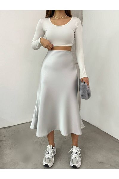 Butik Beyza Сатенена пола - Еластична талия