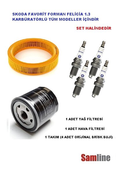 İthal Skoda Favorit Forman Felicia 1.3 Bakım Seti (Yağ Filtresi-Hava Filtresi-1 Takım Brisk Buji)