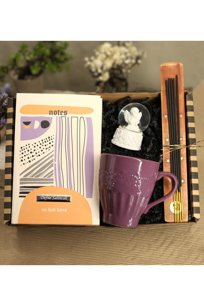 Genel Markalar Kişiye Özel Desenli Defter & Mor Kupa Bardak & Melek Kar Küre ...