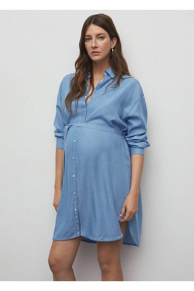MANGO Woman Τζιν πουκάμισο φόρεμα