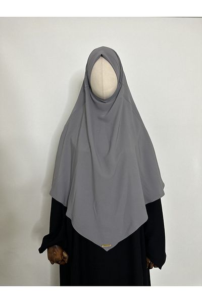 R&S modibone Σουφλέ έτοιμο κασκόλ, μονής στρώσης, μετάξι Medina (Κατάλληλο για Hijab και Umrah) Hijap Khimar Grey Color