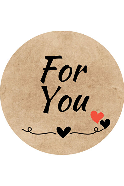 Dekals 20 Adet 'For You' Yazılı Etiket Kuşe Sticker Hediye Paketleme Kargo Etiketi