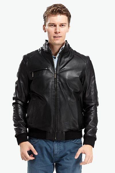 Deriza Foman Men's Black Leather Coat