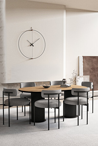 AVVİO Vienna Teddy Sandalye 80x160 Yemek Masası Mutfak Masası 6 Kişilik Masa ...