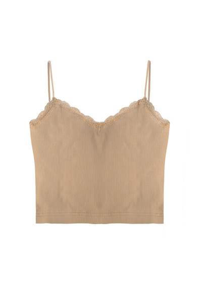 Simi Underwear Amalfi Günlük Kullanım Pamuklu Likralı Dantel Detaylı Kadın Crop Büstiyer