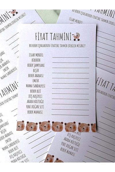 The Istanbul Event 5-Piece Baby Shower Teddy Bear Concept Game and Entertainment Question Cards Set - Price Estimated