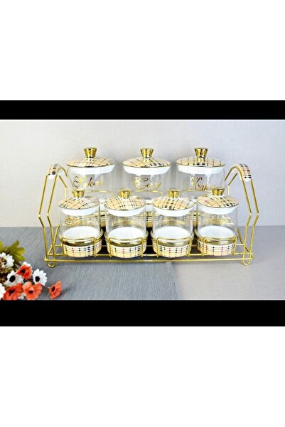 Paçi Evimsahane Leo  Ekose Desenli Porselen Camlı Baharat Takımı