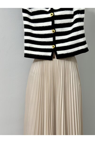 Blackram Bej Sık Piliseli Etek