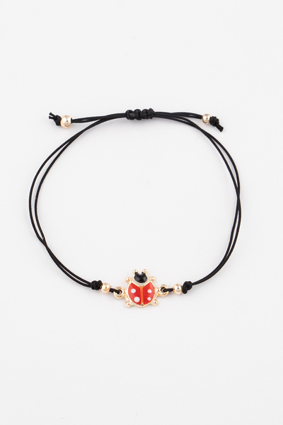 Sortie Aksesuar Uğur Böceği Figürlü Boyu Ayarlanabilir Makrome İp Bileklik 113