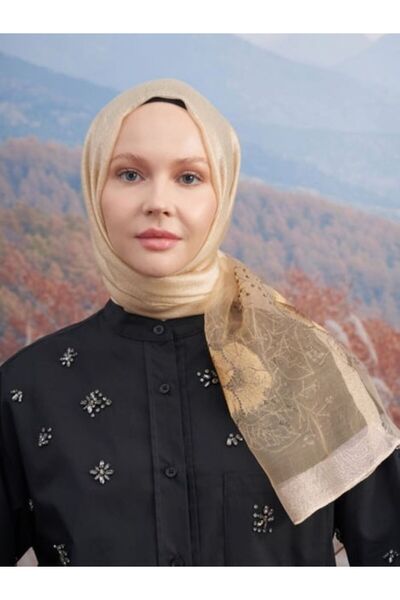 ARMANDA Embroidered Turquoise Shawl - Beige