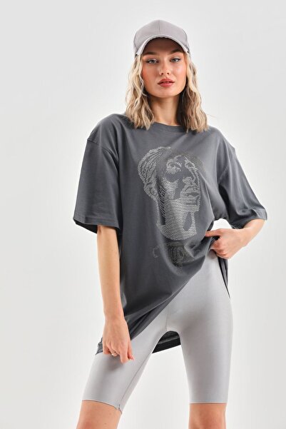 MHM FASHİON 2 pac Stone Accented Short Sleeve Unisex T-shirt