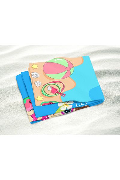 Erays Home Erayshome Happy Girl Hello Summer Happy Girl Patterned Printed Beach Towel