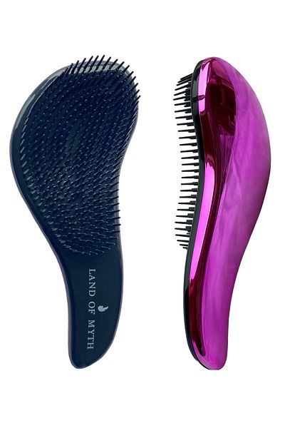 LAND OF MYTH Lom11015 Detangling Hair Comb Knot Remover Hair Brush for Adult & Kids (ROSE PINK BLACK)