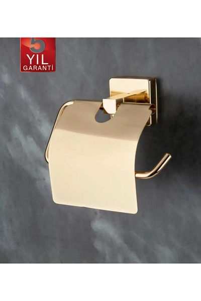 İSAOĞLU YAPI Gold Toilet Paper Holder Gold Premium Paper Holder Covered Design Brass