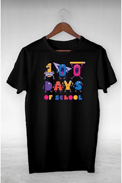 PERISENSE تي شيرت كبير الحجم مطبوع للجنسين للنساء والرجال 100 يوم من المدرسة