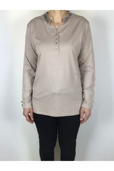ECE GİYİM Αθλητική μπλούζα Lycra Viscose - Με λεπτομέρεια από πέτρα και κουμπί