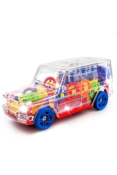 RAMO'S STORE Oyuncak Haraketli Müzikli Ve Işıklı Şeffaf Jeep Araba 20 Cm (HEDİYE PAKETİNDE KARGO)