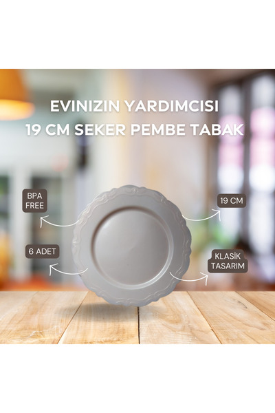 Evinizin Yardımcısı 6 Pcs Mica and Party Plates for Birthday - 19 cm Plastic Plate