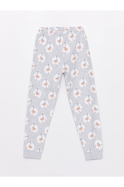 LC Waikiki LCW Kids Bisiklet Yaka Baskılı Uzun Kollu Kız Çocuk Pijama Takımı