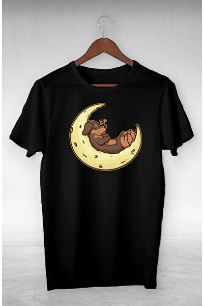 PERISENSE للجنسين النساء الرجال تصميم نصف القمر سليبي مطبوعة تي شيرت كبير الحجم